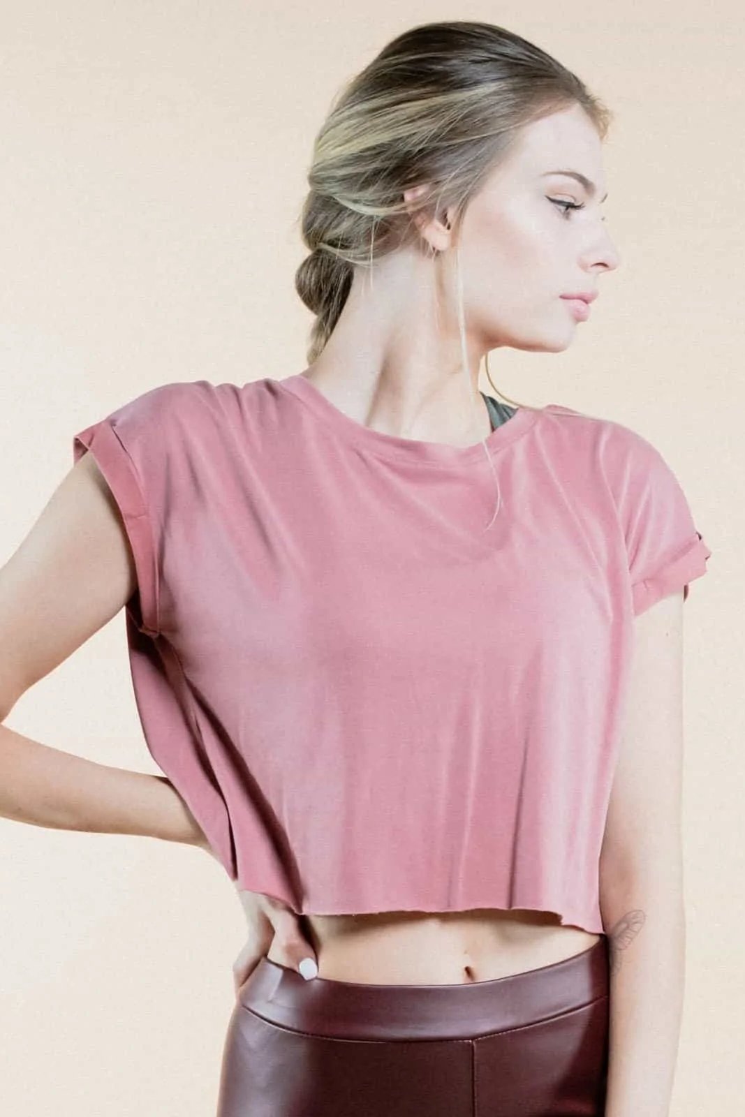 Modal Short Sleeve Crop Top